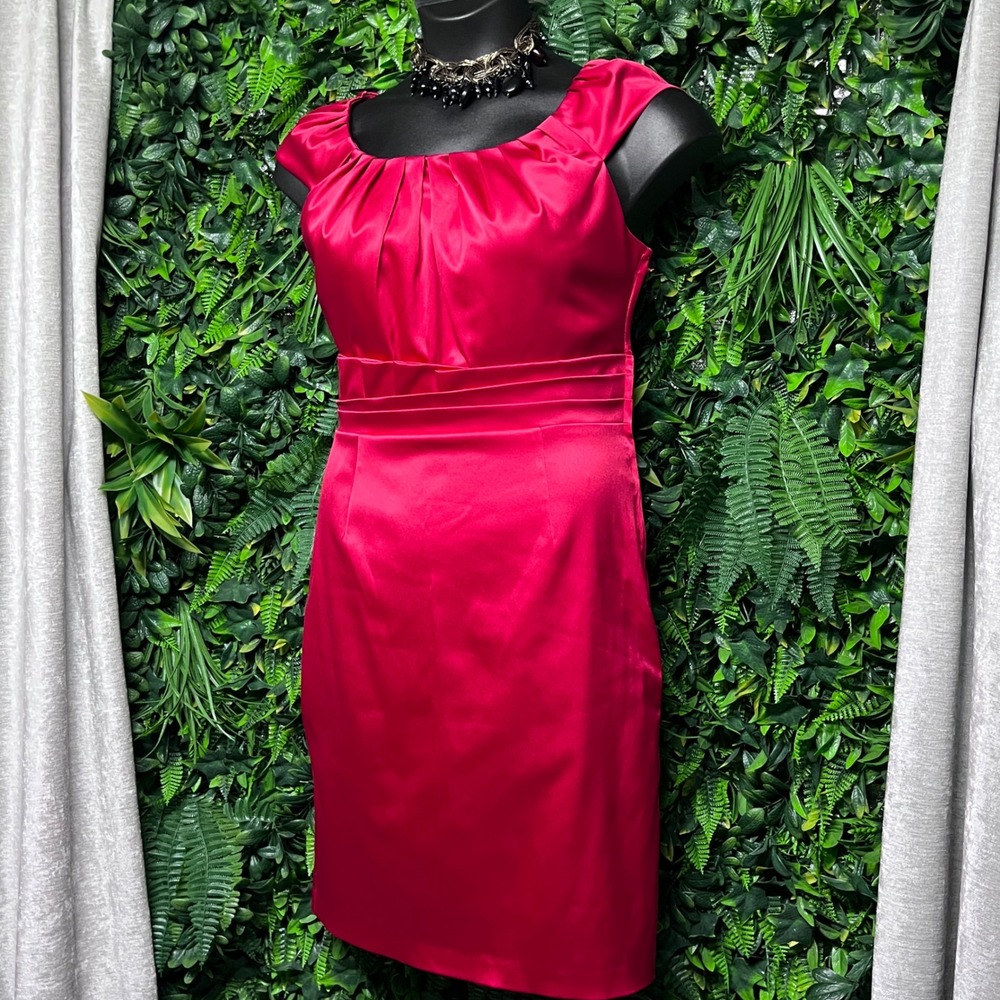 Max and Cleo Dress Size 12 Red Pleated Sleeveless Party Cocktail‎ Career 2964
